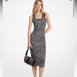 MICHAEL KORS Leopard Jacquard Knit Dress Size XXS
